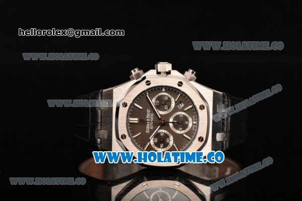 Audemars Piguet Royal Oak Chronograph 41mm Swiss Valjoux 7750 Automatic Steel Case with Coffee Dial Stick Markers and Black Leather Strap (EF) - Click Image to Close